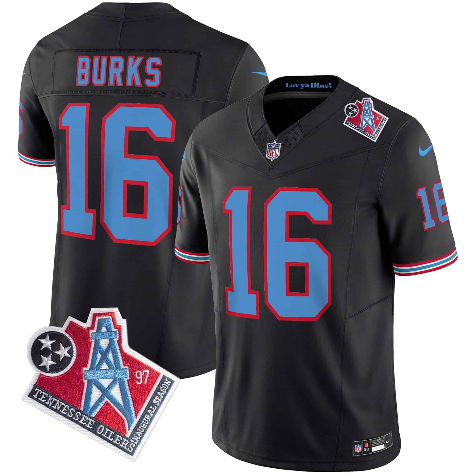 Men Tennessee Titans #16 Burks Black 1997 Throwback 2024 Nike Limited Vapor NFL Jersey